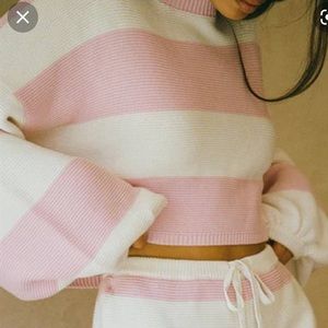 Sabo skirt pink and white sweater set